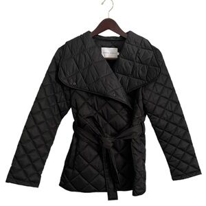 Rebecca Minkoff | Black Quilted Coat with Tie | Size Small
